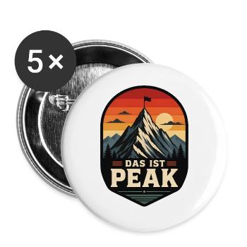 Das ist Peak Retro Berg Abzeichen Vektor Shirt - Buttons groß 56 mm (5er Pack) - Weiß - Vorne