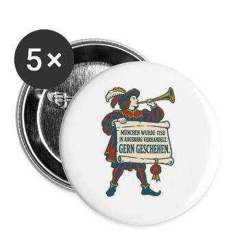 München 1158 Gern geschehen - Buttons groß 56 mm (5er Pack) - Weiß - Vorne