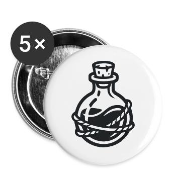 Zaubertrank Flasche Icon - Buttons groß 56 mm (5er Pack) - Weiß - Vorne