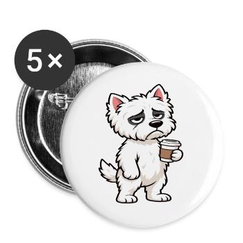 West highland terrier Westie Westiebesitzer  - Buttons groß 56 mm (5er Pack) - Weiß - Vorne