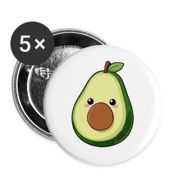 Lustige Kawaii Avocado Geschenk Veganer Vegetarier - Buttons groß 56 mm (5er Pack) - Weiß - Vorne