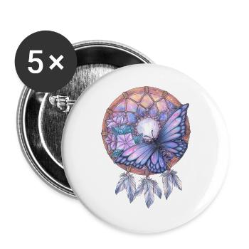 Traumfänger mit Schmetterling Galaxy Traum Kunst - Buttons groß 56 mm (5er Pack) - Weiß - Vorne