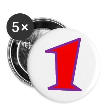 1. 1 JAHR. 1. GEBURTSTAG. 1 JAHR GEBURTSTAG. 1 - Buttons groß 56 mm (5er Pack) - Weiß - Vorne