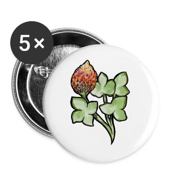 Aquarell Protea mit Kleeblättern - Buttons groß 56 mm (5er Pack) - Weiß - Vorne