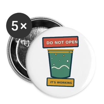 Fermentation – Nicht öffnen, es funktioniert - Buttons groß 56 mm (5er Pack) - Weiß - Vorne