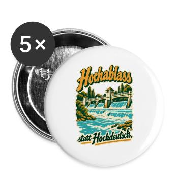 Hochablass statt Hochdeutsch - Buttons groß 56 mm (5er Pack) - Weiß - Vorne