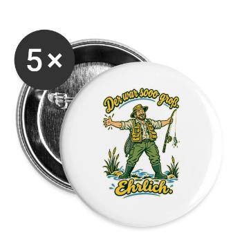 Angler Der war sooo groß - Buttons groß 56 mm (5er Pack) - Weiß - Vorne