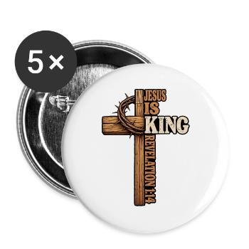 Jesus Is King Revelation 17:14 Christliches Motiv - Buttons groß 56 mm (5er Pack) - Weiß - Vorne