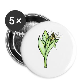 Aquarell-Maispflanzenillustration - Buttons groß 56 mm (5er Pack) - Weiß - Vorne