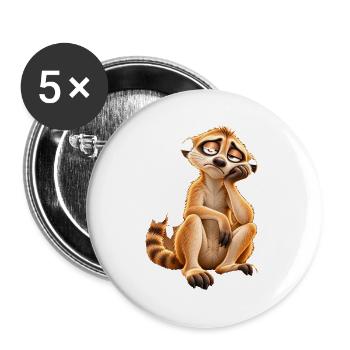 Müdes Cartoon-Erdmännchen - Buttons groß 56 mm (5er Pack) - Weiß - Vorne