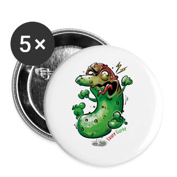 Saure Gurke - Buttons groß 56 mm (5er Pack) - Weiß - Vorne