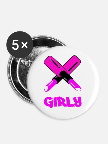 GIRLY Neon Cutout Typography - Buttons groß 56 mm (5er Pack) - Weiß