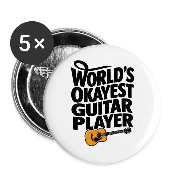 Lustiger Gitarrist, Gitarrist, Musiker, Bandkunst - Buttons groß 56 mm (5er Pack) - Weiß - Vorne