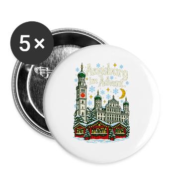 Augsburg im Advent Perlachturm - Buttons groß 56 mm (5er Pack) - Weiß - Vorne