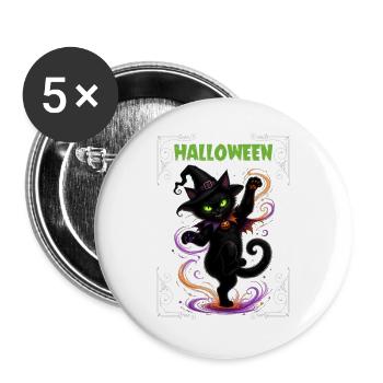 Halloween black cat dancing - Buttons groß 56 mm (5er Pack) - Weiß - Vorne