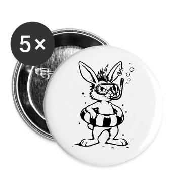 Bunny Punk, der Unterwasser-Forscher (1C) - Buttons groß 56 mm (5er Pack) - Weiß - Vorne