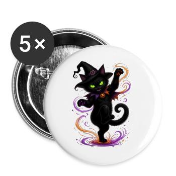 Halloween black cat dancing - Buttons groß 56 mm (5er Pack) - Weiß - Vorne