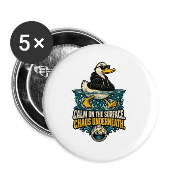 RobVibe Wildclub – Ruhige Oberflächenente - Buttons groß 56 mm (5er Pack) - Weiß - Vorne