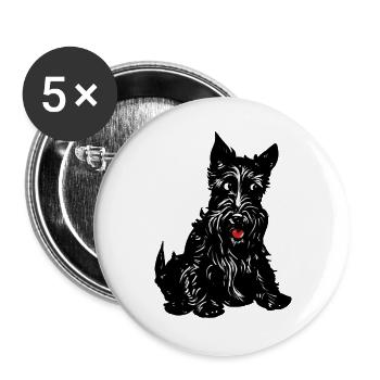 Monochrome Terrier-Linienkunst - Buttons groß 56 mm (5er Pack) - Weiß - Vorne