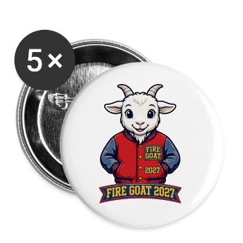Retro Groovy Fire Goat Shirt | 70s Wavy Feuer Zieg - Buttons groß 56 mm (5er Pack) - Weiß - Vorne
