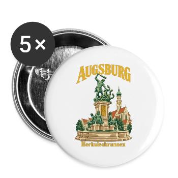 Augsburg Herkulesbrunnen - Buttons groß 56 mm (5er Pack) - Weiß - Vorne