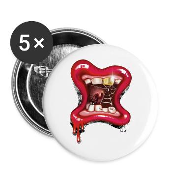 Grusel Schlund - Buttons groß 56 mm (5er Pack) - Weiß - Vorne