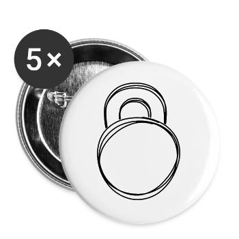 Kettlebell handgezeichnet - Buttons groß 56 mm (5er Pack) - Weiß - Vorne