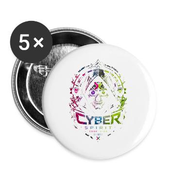 Cyber Spirit Skull Neon – Halloween-Horror - Buttons groß 56 mm (5er Pack) - Weiß - Vorne