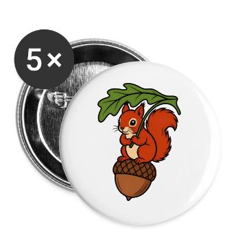 Eichhörnchen Eichel Blatt Regenschirm Shirt - Buttons groß 56 mm (5er Pack) - Weiß - Vorne