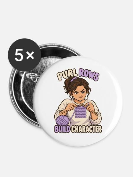 Linke Maschen formen Charakter - Buttons groß 56 mm (5er Pack) - Weiß