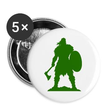 Wikinger Krieger Silhouette - Buttons groß 56 mm (5er Pack) - Weiß - Vorne
