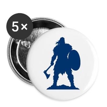 Wikinger Kämpfer Silhouette - Buttons groß 56 mm (5er Pack) - Weiß - Vorne