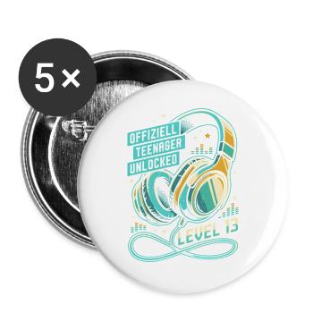 Level 13 Kopfhörer Offizieller Teenager - Buttons groß 56 mm (5er Pack) - Weiß - Vorne