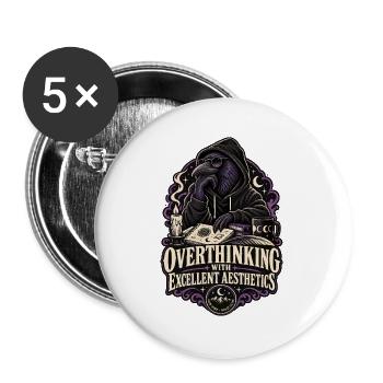 RobVibe Wild Club – Ästhetischer, überdenkender Rabe - Buttons groß 56 mm (5er Pack) - Weiß - Vorne