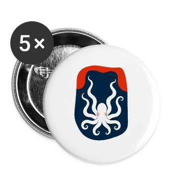 Navy Tintenfisch Wappenschild - Buttons groß 56 mm (5er Pack) - Weiß - Vorne