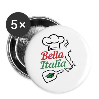 Bella Italia – Italien Liebe & Dolce Vita - Buttons groß 56 mm (5er Pack) - Weiß - Vorne