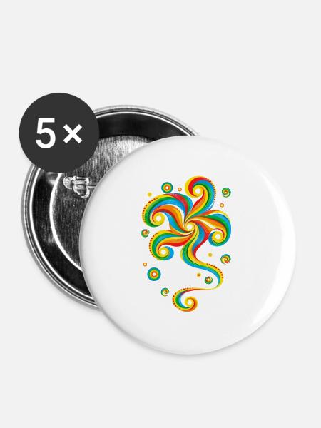 Nritya - Buttons groß 56 mm (5er Pack) - Weiß