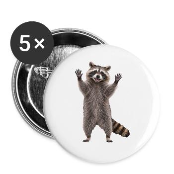 Waschbaer - Buttons groß 56 mm (5er Pack) - Weiß - Vorne
