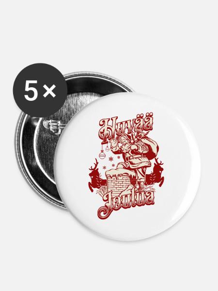 Frohe Weihnachten - Buttons groß 56 mm (5er Pack) - Weiß