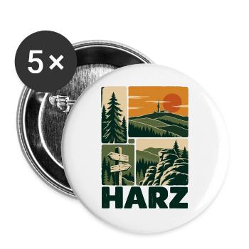 Harz Germany Outdoor Adventure - Buttons groß 56 mm (5er Pack) - Weiß - Vorne