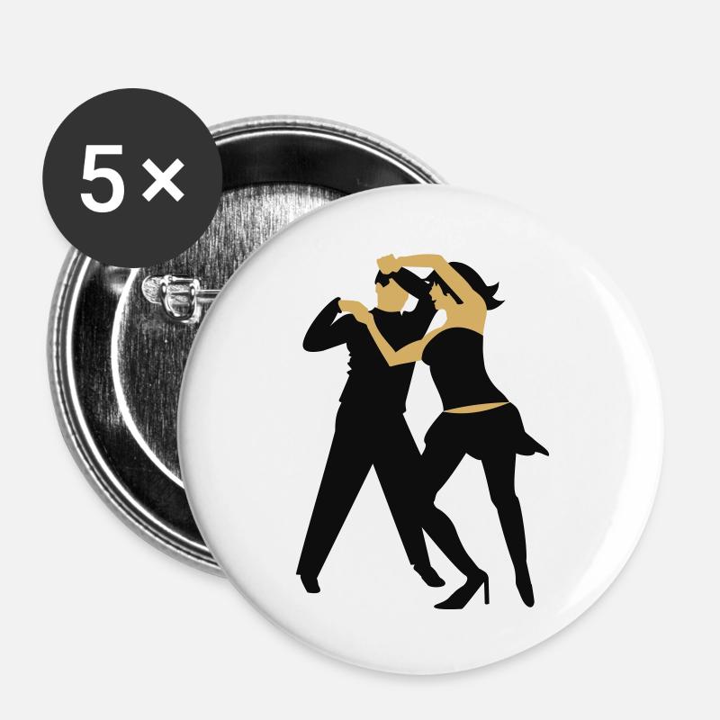 Salsa-dancer / salsa Tänzer (2c) - Buttons large 2.2''/56 mm (5-pack) - white