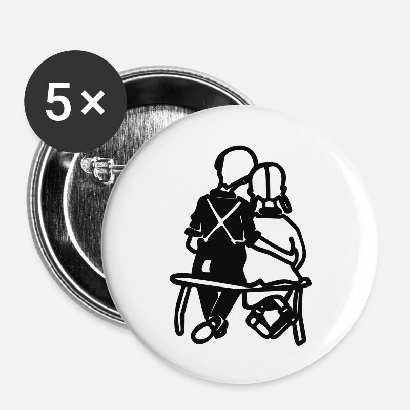 couple on bench - Buttons large 2.2''/56 mm (5-pack) - white