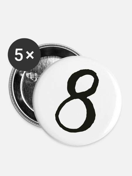 zahl_mam_8 - Buttons groß 56 mm (5er Pack) - Weiß