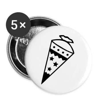 Zuckertüte Schultüte - Buttons groß 56 mm (5er Pack) - Weiß - Vorne
