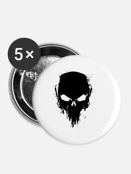 totenkopf schlicht - Buttons groß 56 mm (5er Pack) - Weiß
