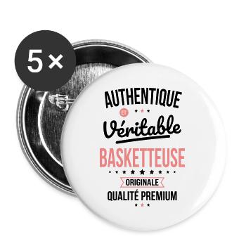 Authentique et véritable basketteuse - Originale - Lot de 5 grands badges (56 mm) - blanc - Devant