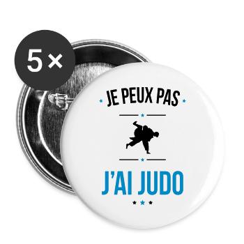 Je peux pas j'ai judo - Cadeau humour - Lot de 5 grands badges (56 mm) - blanc - Devant