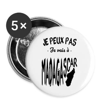 Je peux pas je vais à Madagascar - Lot de 5 grands badges (56 mm) - blanc - Devant