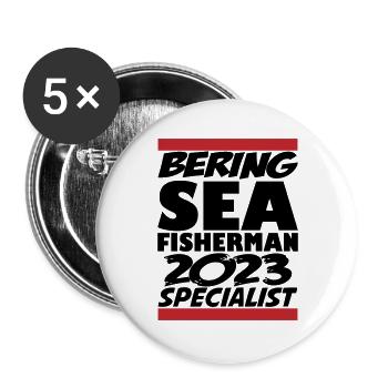Bering Sea Fisherman 2023 Spezialist Geschenkidee - Buttons groß 56 mm (5er Pack) - Weiß - Vorne