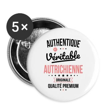 Authentique et véritable Autrichienne - Originale - Lot de 5 grands badges (56 mm) - blanc - Devant